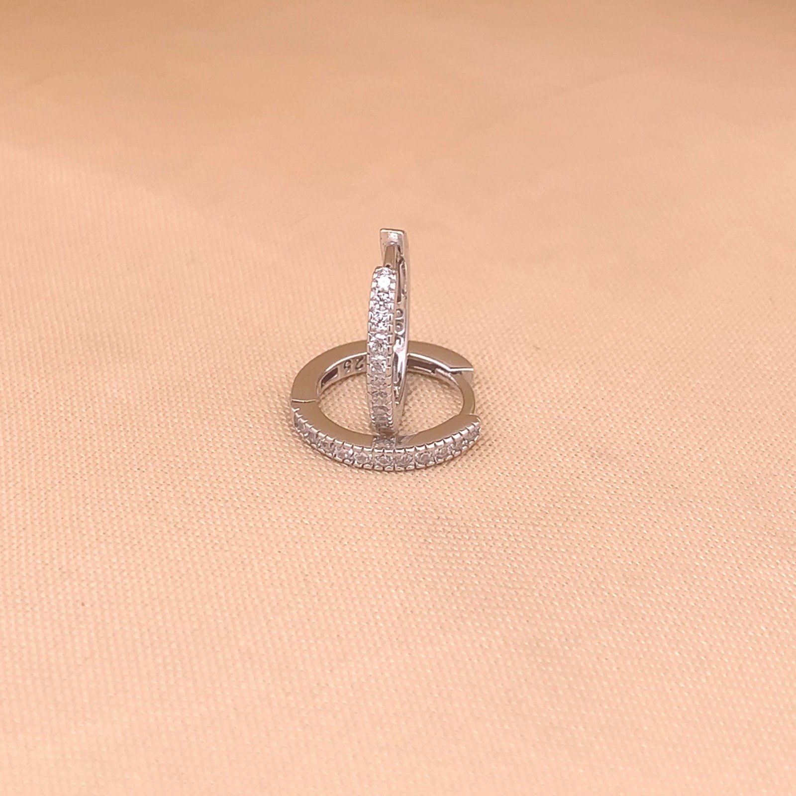 Sparkle Huggie Earrings (Pure Silver) - Silver